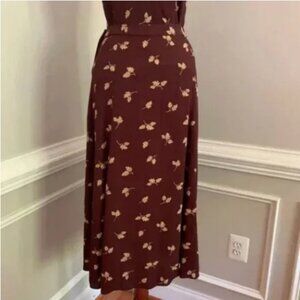 Liz Claiborne Vintage Leaf Print Maxi Skirt Small Petite